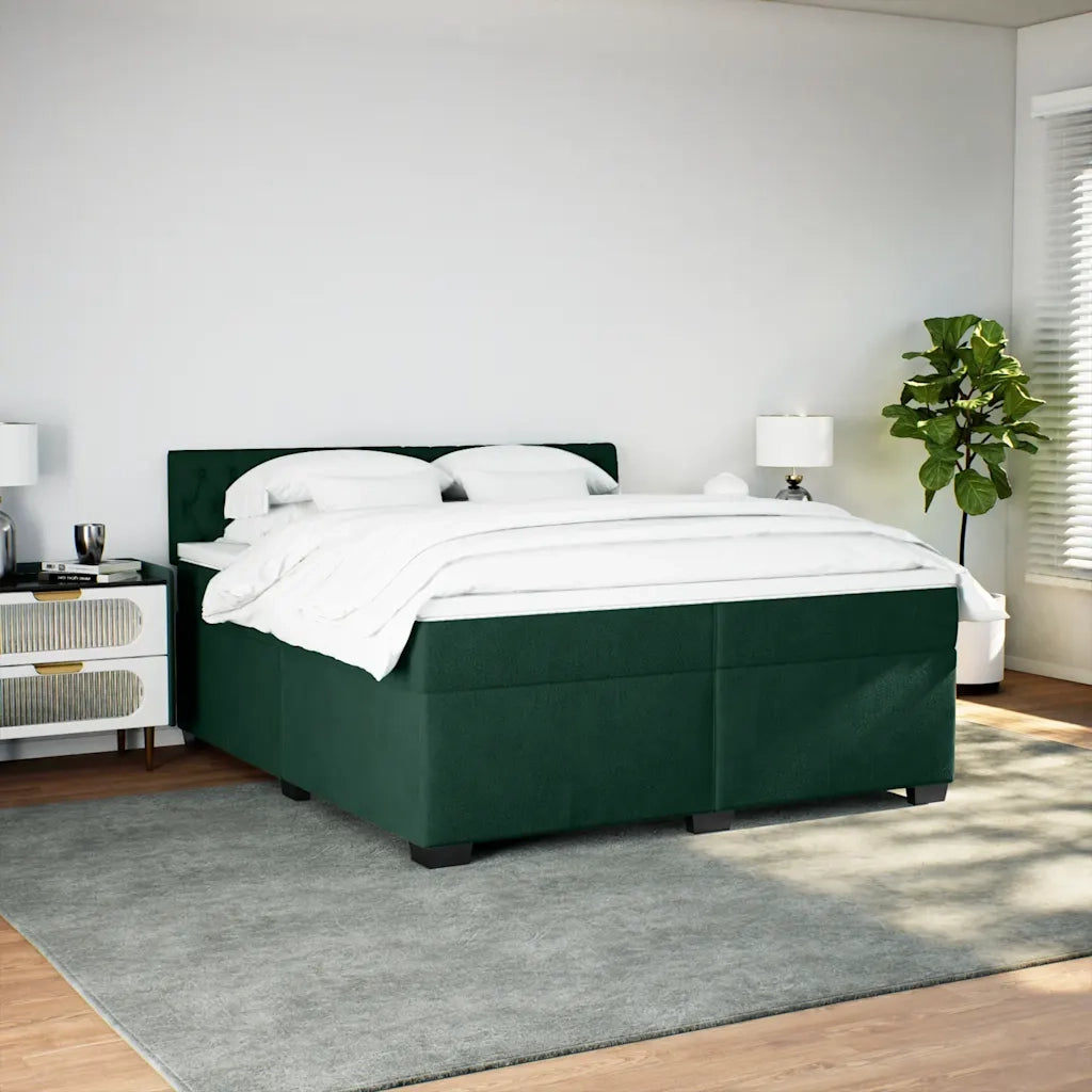 Giroletto a Molle con Materasso Verde Scuro 200x200 cm Velluto