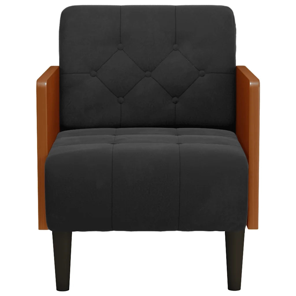 Divano Poltrona | Sedia con Braccioli Nero 55 cm in Velluto