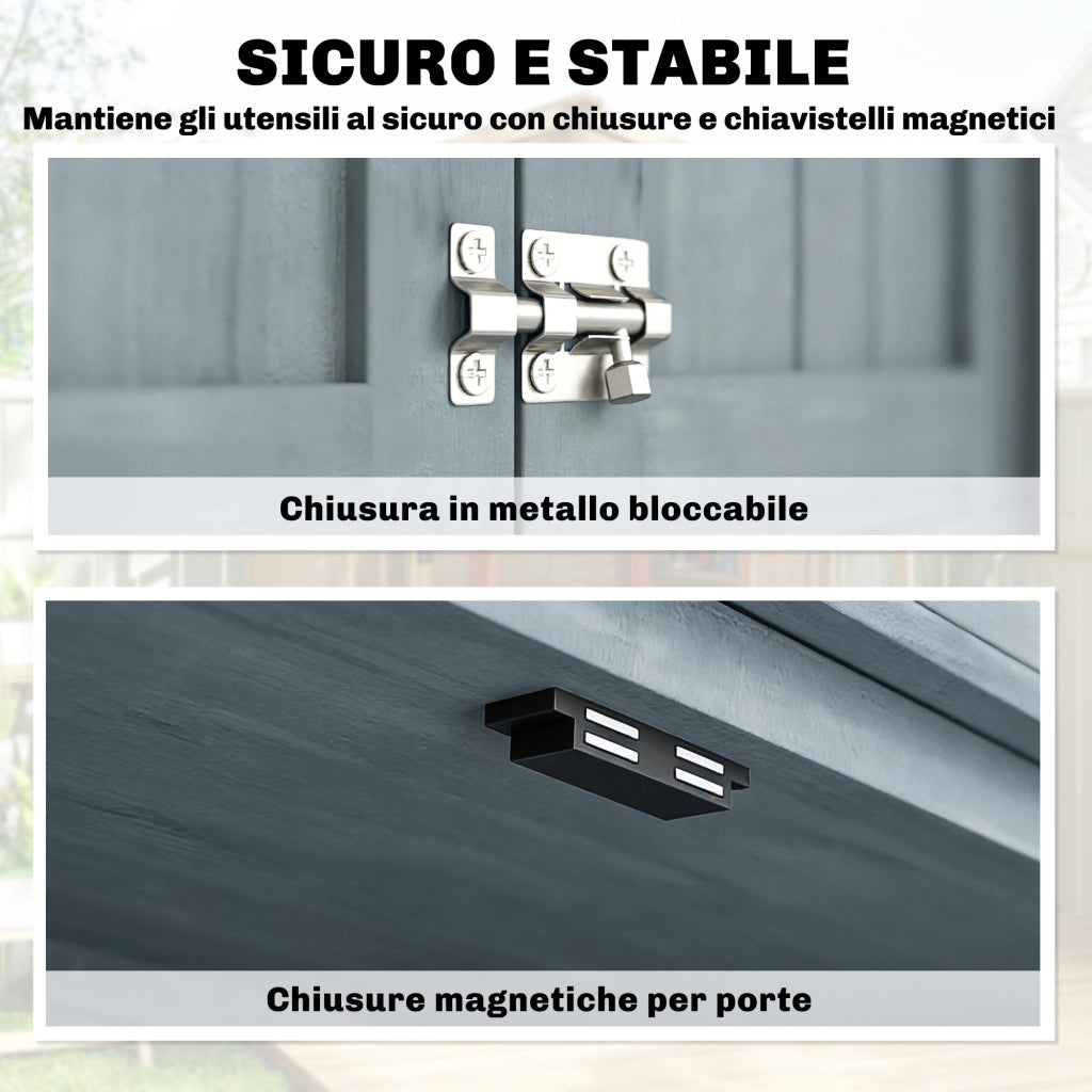 Armadio da Esterno, Capanno per Attrezzi con 2 Scaffali