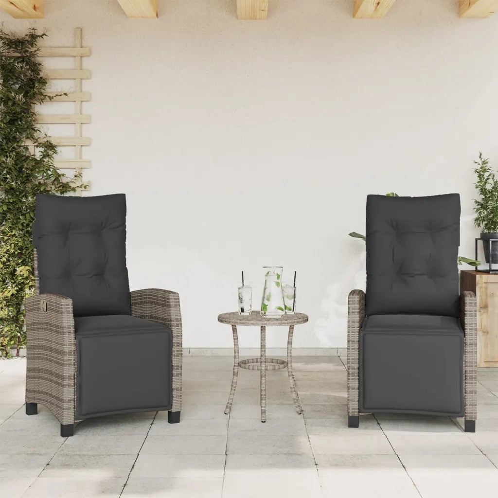 Sedie da Giardino Reclinabili 2 pz con Poggiapiedi Polyrattan 365243