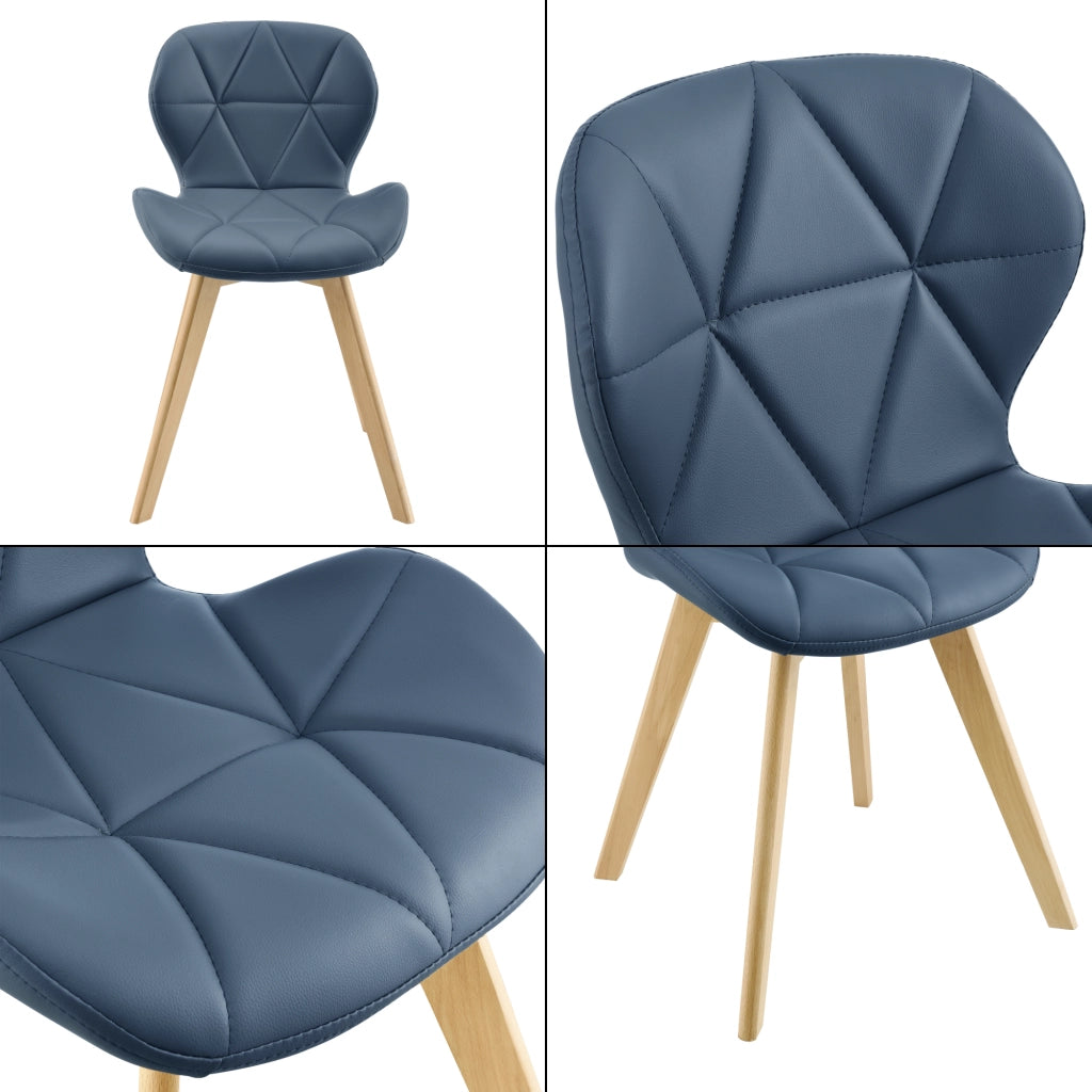 Set 4 Sedie Älmhult con Rivestimento in Similpelle Trapuntata - Blu [en.casa]