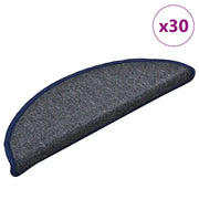 Tappetini per scale 30 pz 56x17x3 cm Grigio scuro e blu semicircolari 3365743