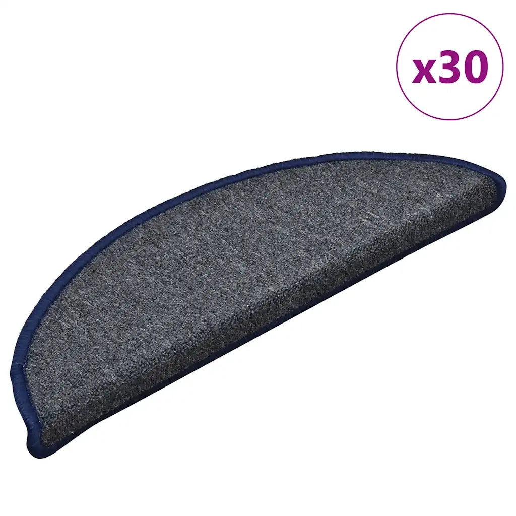 Tappetini per scale 30 pz 56x17x3 cm Grigio scuro e blu semicircolari 3365743