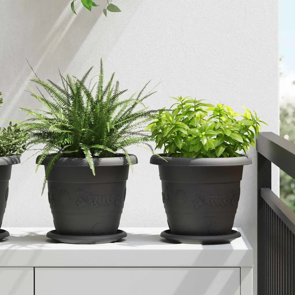 Vassoio Rotondo per Fiori 6 pz Nero ? 17,5 x 2 cm Plastica CFW9107709