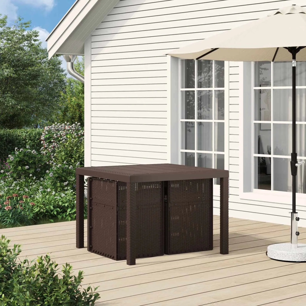 Set da Pranzo per Giardino 3 pcs Marrone e Antracite PP 3430044