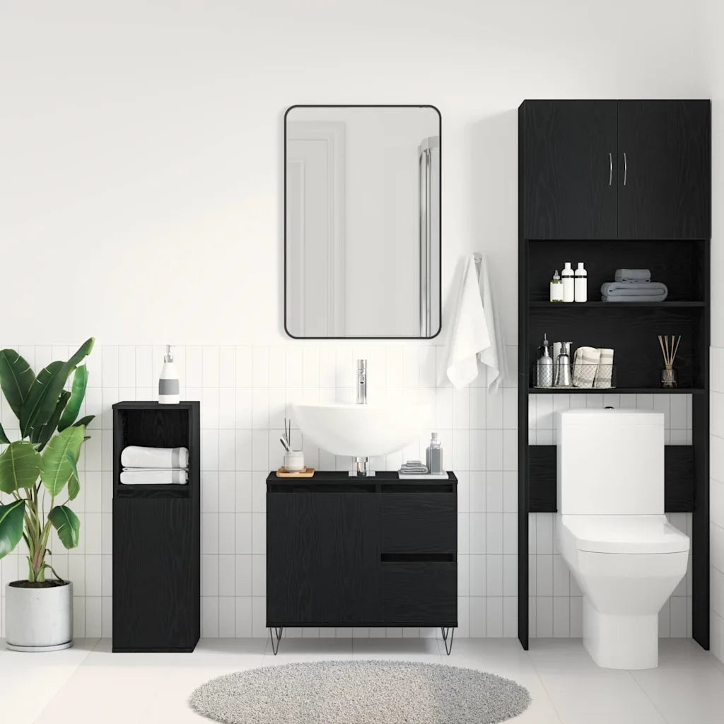 Armadio per Lavabo da Bagno Rovere Nero 65 x 33 x 60 cm 862891