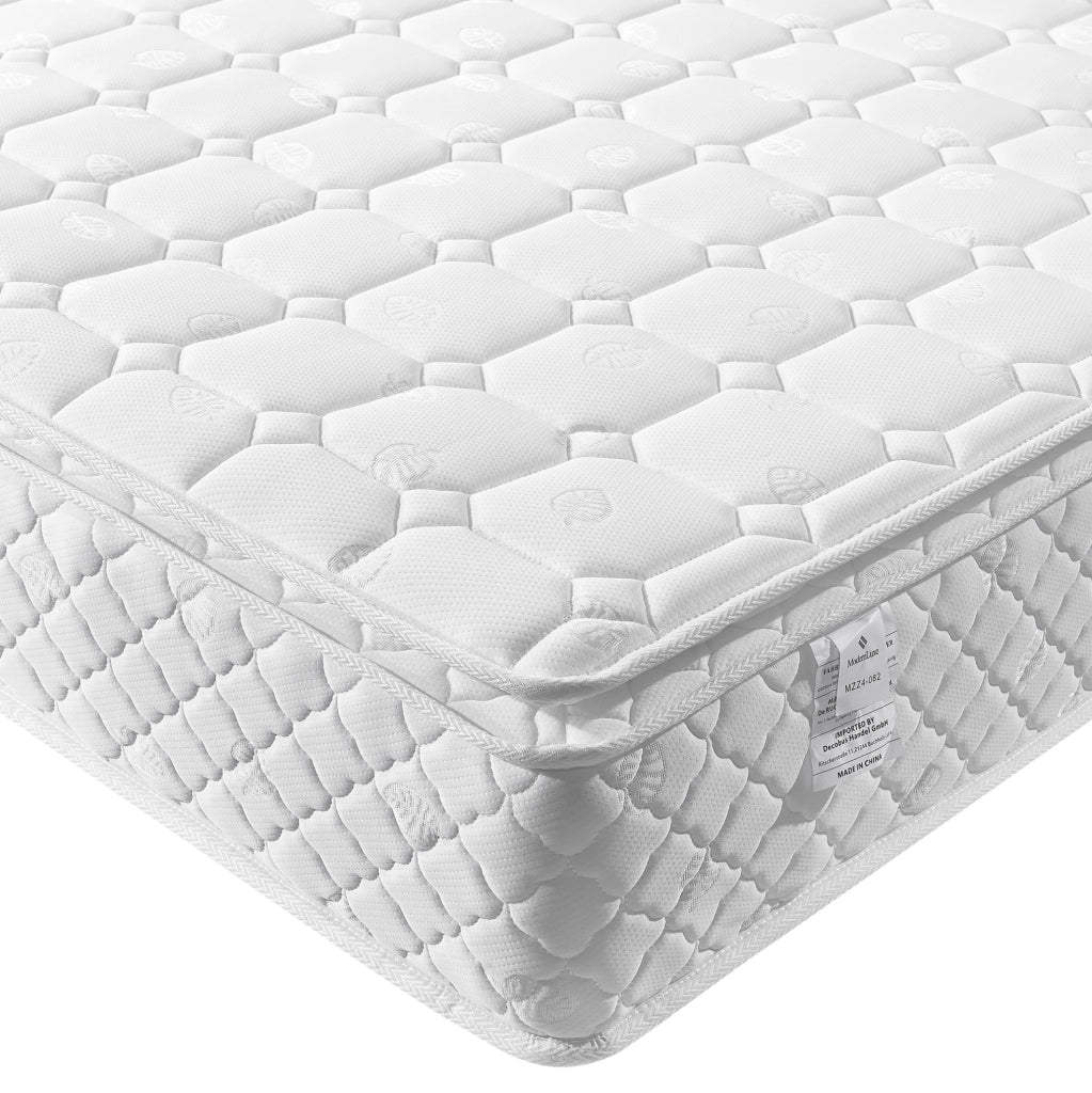 Letto matrimoniale imbottito con contenitore idraulico 140x200 cm con materasso a molle 620 pezzi e rete a doghe in legno, beige