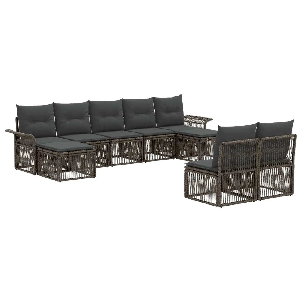 Set Divano da Giardino 9 pz Grigio polyrattan 3434945