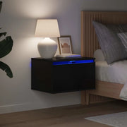 Comodini a Parete con Luci LED 2 pz Neri 836829
