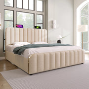 Letto imbottito 140x200 con testiera USB e contenitore idraulico