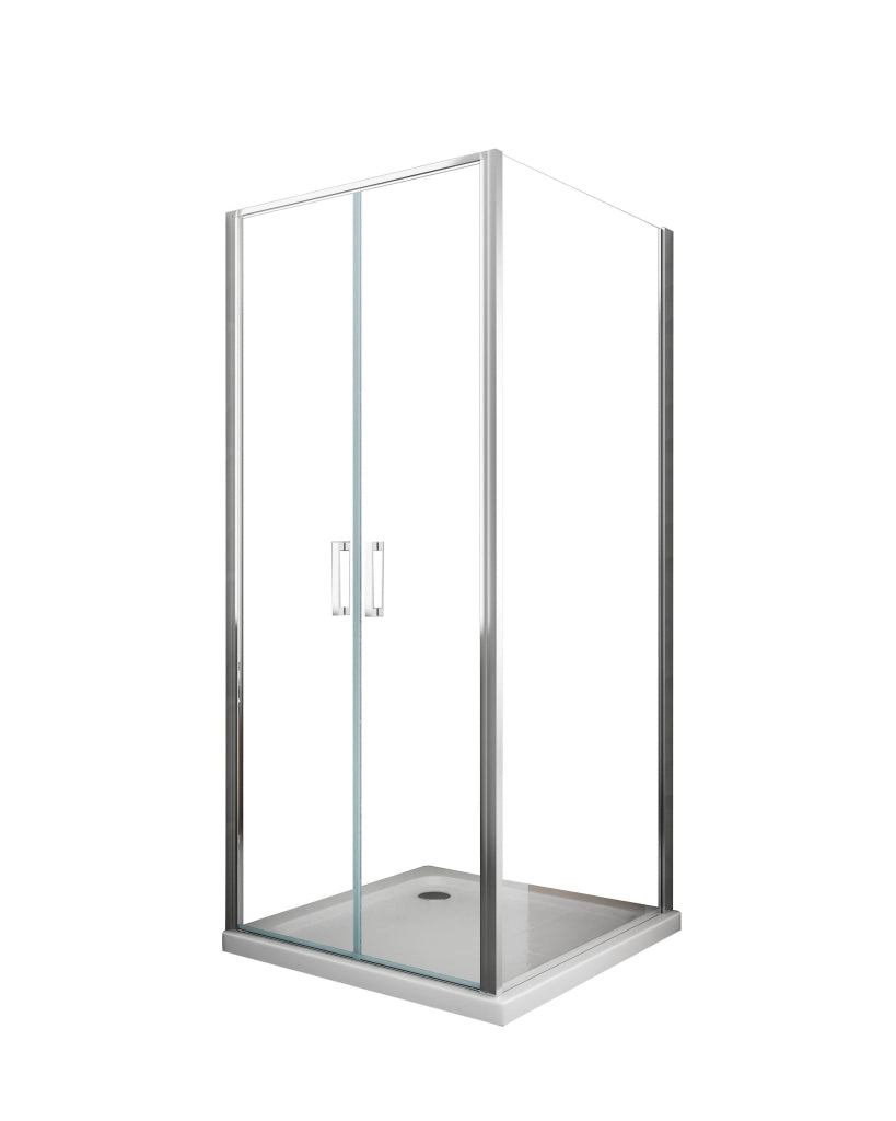 Box doccia angolare parete fissa e porta battente tipo saloon vetro 6 mm reversibile MISURA 77,5-80 ANTA FISSA + PORTE 77-80