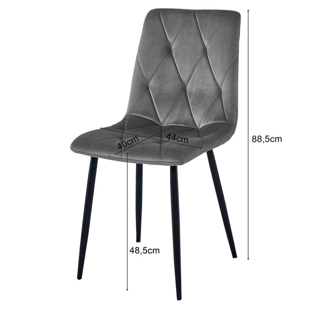 Sedia Libra in Velluto Grigio Argento con Gambe Nere