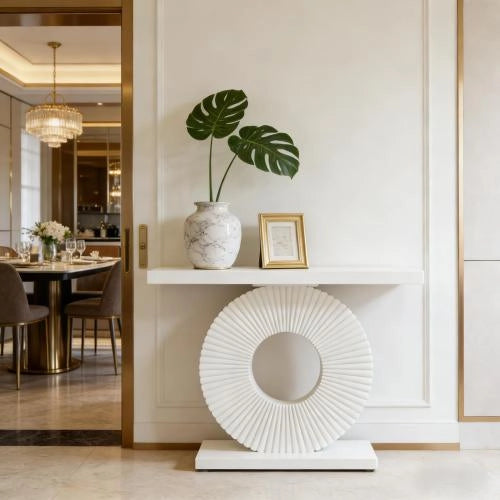 TAVOLO CONSOLLE Moderno Bianco in MDF e Metallo