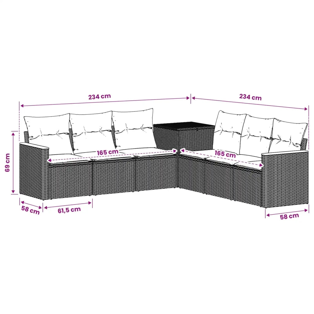 Set di divani 7 pz Grigio e Blu Navy Rattan sintetico e Acciaio 3448861