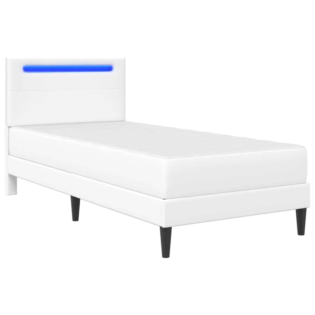 Letto singolo | Letto per adulti | Struttura del letto con testiera Bianco 80 x 200 cm Similpelle