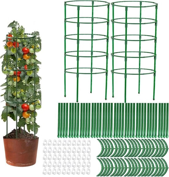 Sostegno per piante 125 cm x 2 pezzi con altezza regolabile per giardino - Senza limiti di spaccature per piante, zucche, pomodori, fiori - Toren per pomodori