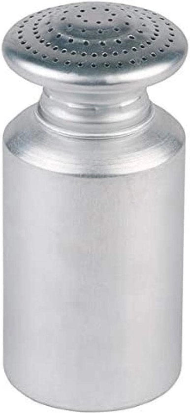Contenitore di sale con coperchio a vite - Alluminio satinato, 8 x 8 cm, Altezza 17 cm