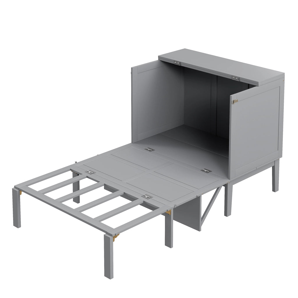 letto a scomparsa legno grigio 90 x 200 cm