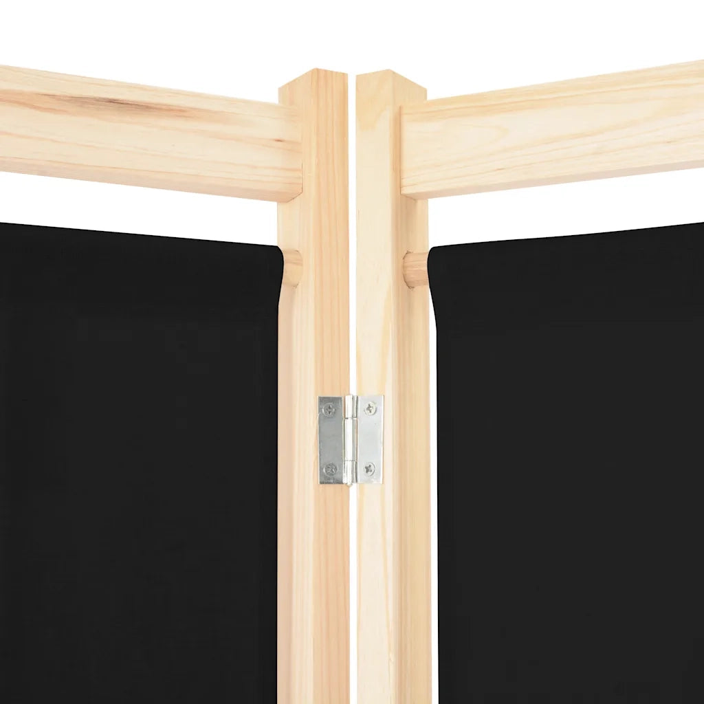 Divisorio a 6 Pannelli-Set di 6 pannelli Paravento Nero 240x170x4 cm in Tessuto