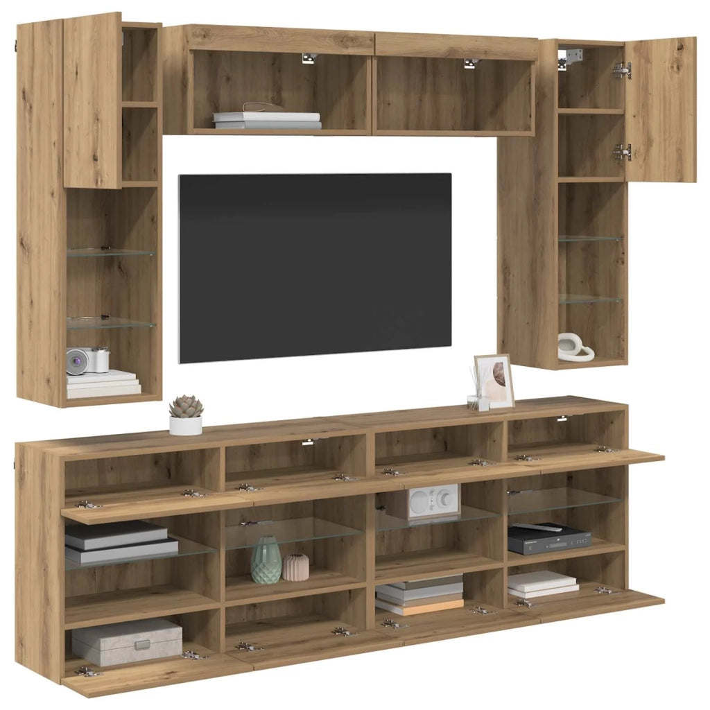 Set di Mobiletto da TV a Parete 6 pcs Rovere Artigianale 3402996