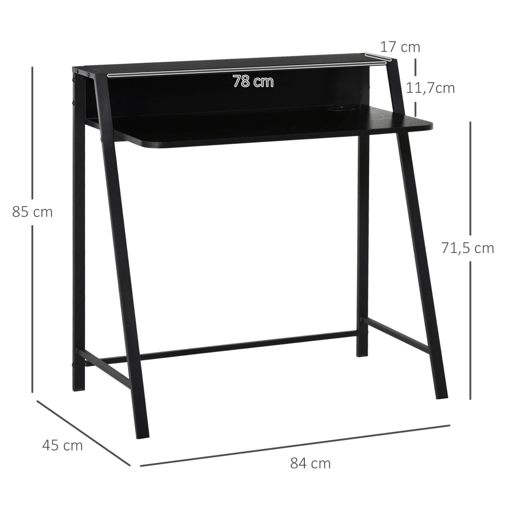 SCRIVANIA Computer 84x45x85 cm MDF Nero con ripiano e passacavi