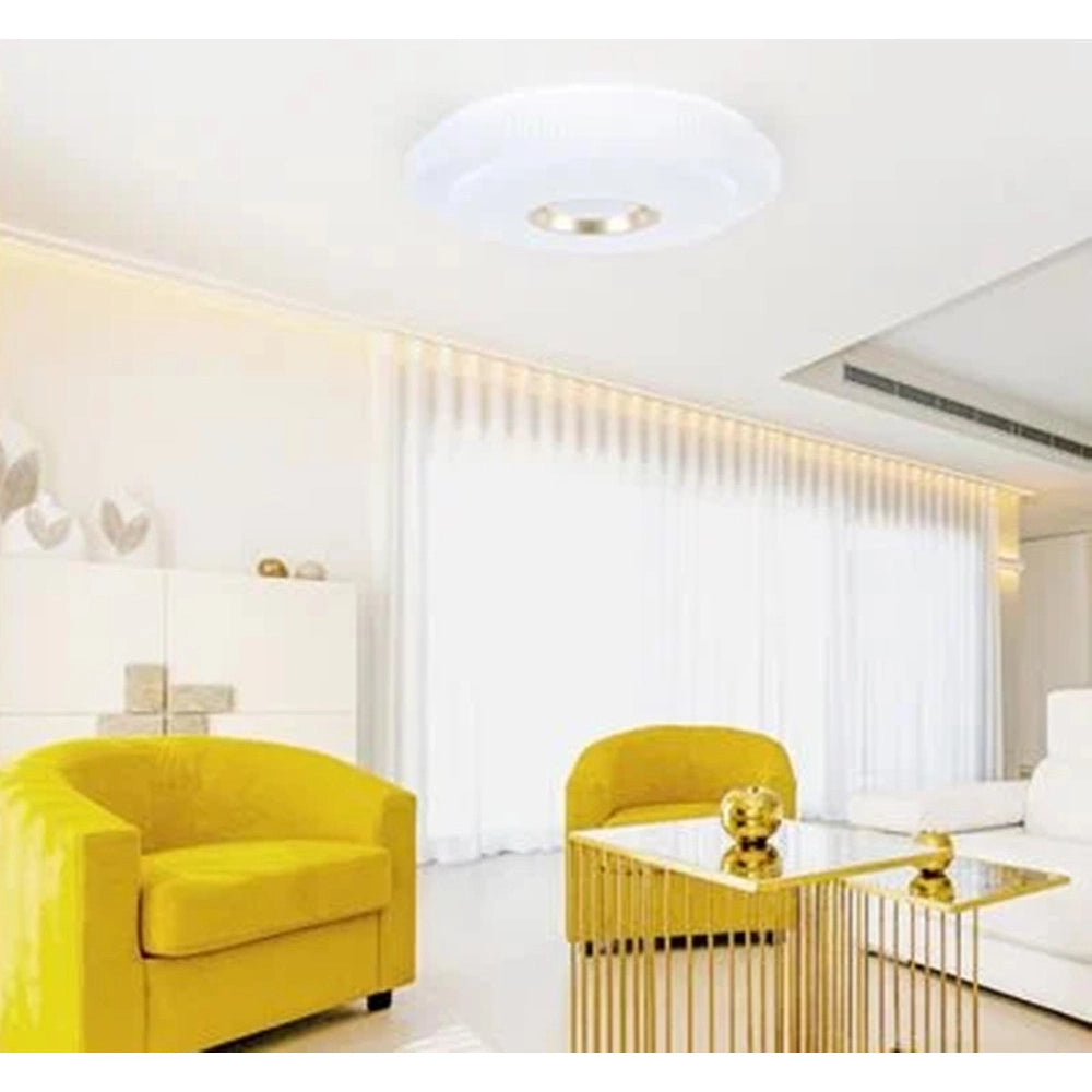 Trade Shop - Plafoniera Led Lampada Da Soffitto 45w Luce Bianco Freddo 6500k Oro Bianco 45502 -