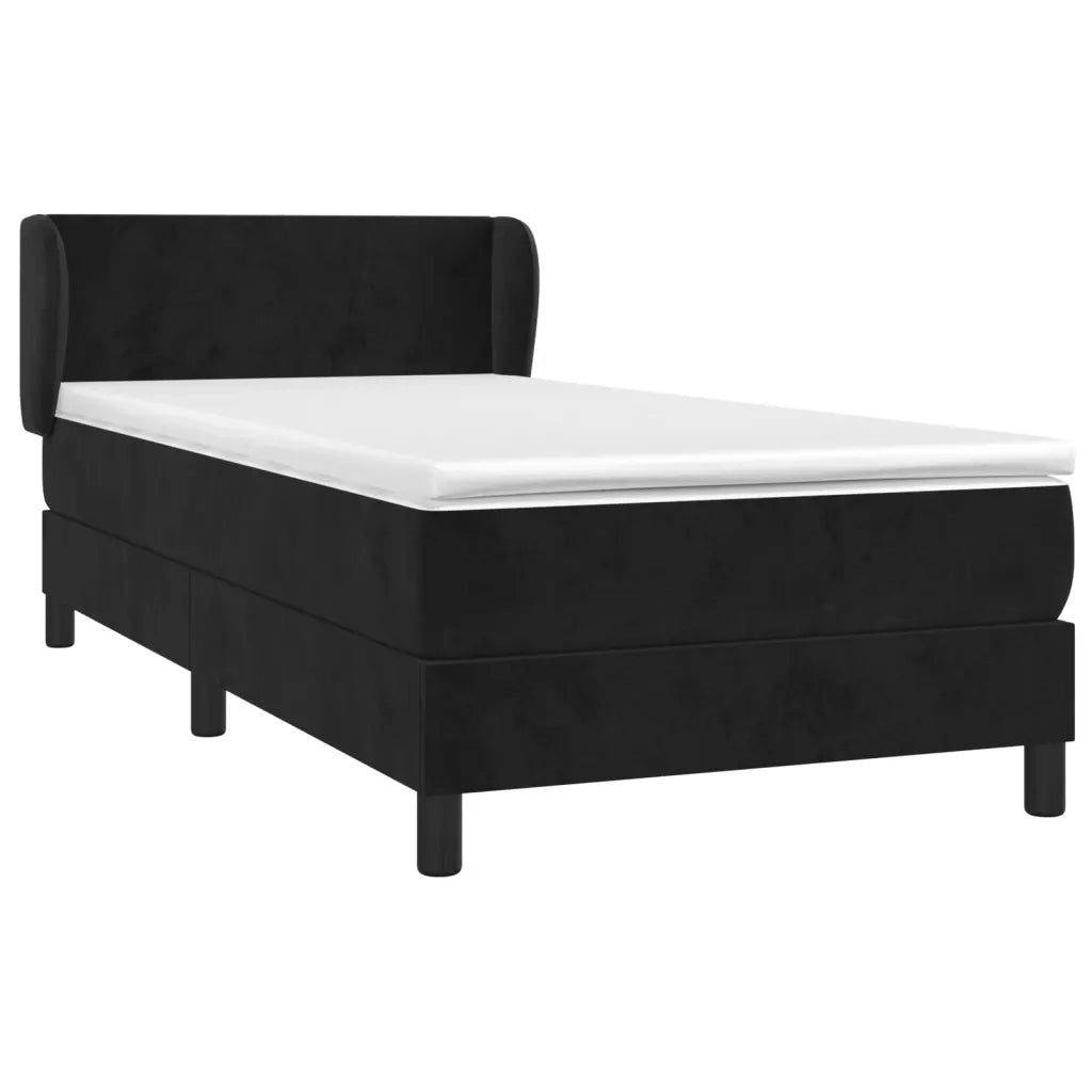 Giroletto a Molle con Materasso-Struttura Letto Nero 90x190 cm in Velluto 362683