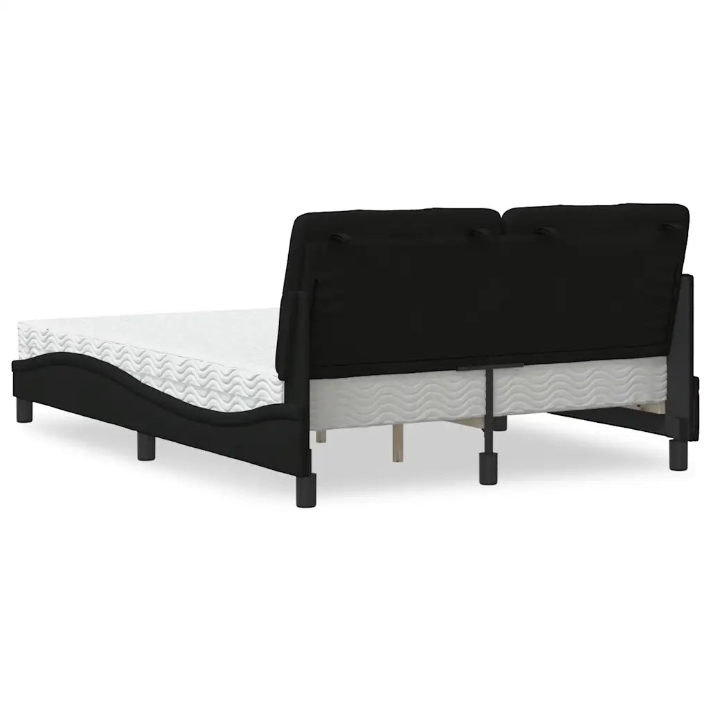 Letto con Materasso Nero 140x200 cm in Tessuto