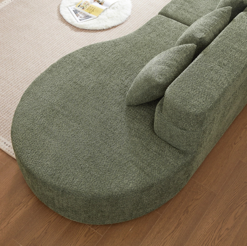 Divano modulare in schiuma 310 cm, 2 pezzi, rivestimento in tessuto Teddyfleece rimovibile e lavabile, design moderno minimalista