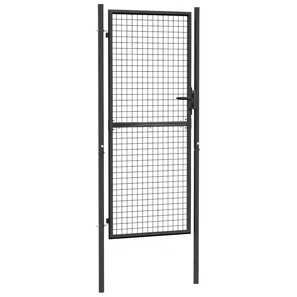 Cancello da Giardino in Rete di Acciaio Zincato 100x200 cm Grigio 145775