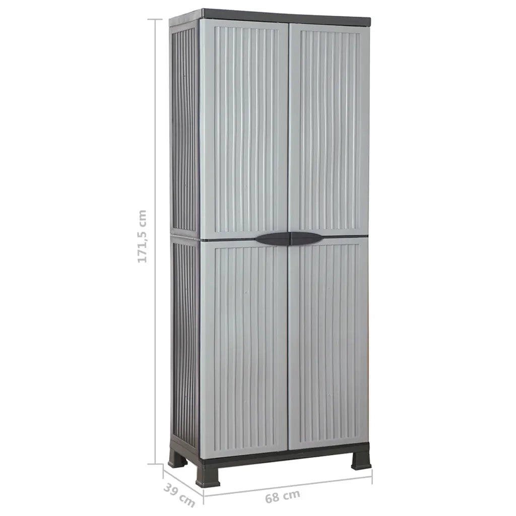 Armadio portaoggetti compatto 68 x 39 x 171 cm con 4 ripiani regolabili design moderno in plastica grigia 02_0046942