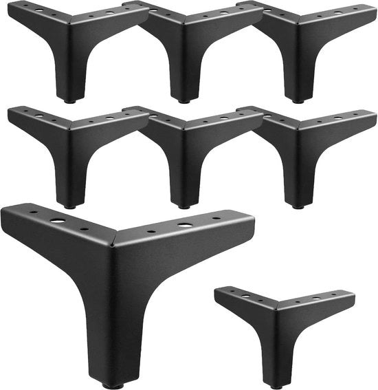 Sosteggi sostitutivi per mobili - Braccia per comodino 105 cm per contenitore cubico - Sostegni metallici neri set da 8