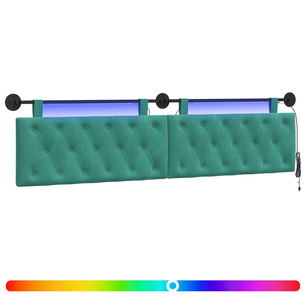 Testiera | Testata sospesa Con luce LED Turchese Velluto
