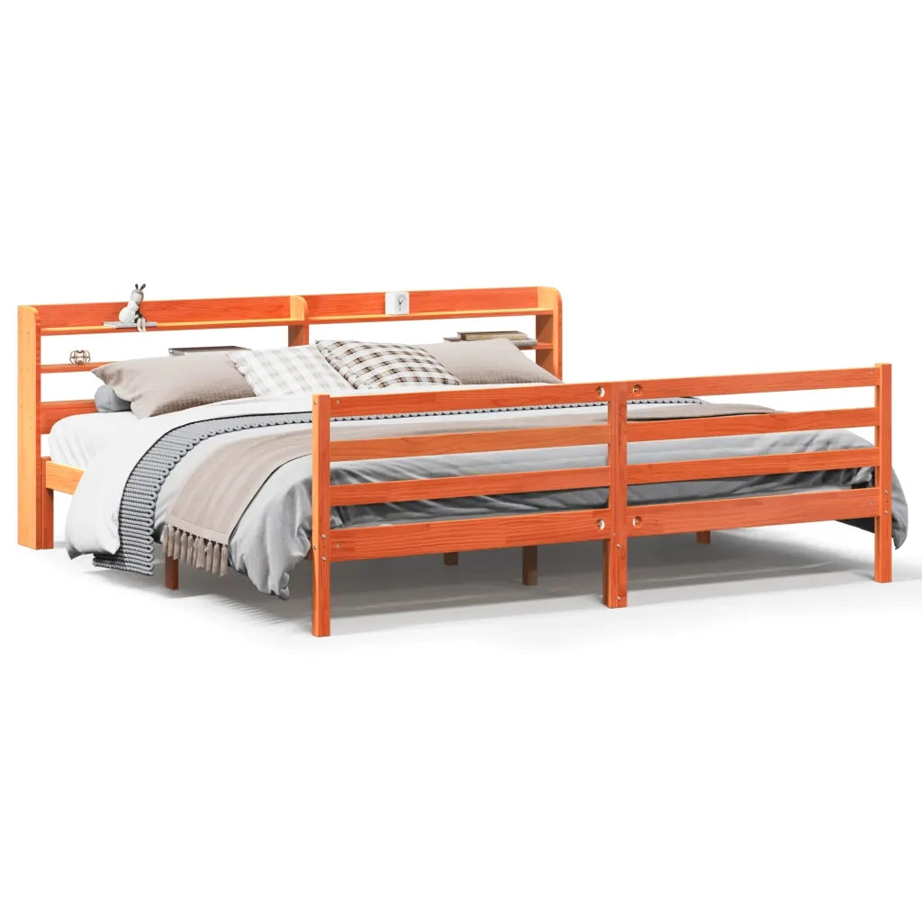 Letto senza Materasso-Struttura Letto Marrone Cera 200x200 cm in Legno di Pino 368507