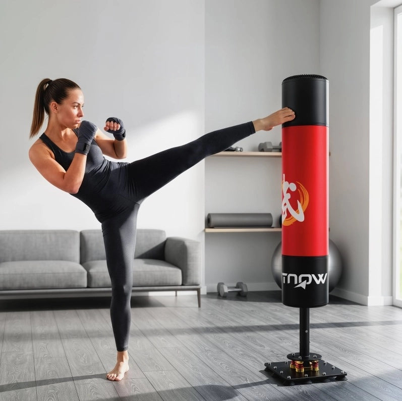 SACCO DA BOXE Autoportante 156 cm Rosso con 12 Ventose