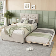 DESMIU Letto estraibile Letto singolo 90 × 200 cm 1 posto con letto aggiuntivo, senza materasso, velluto, beige