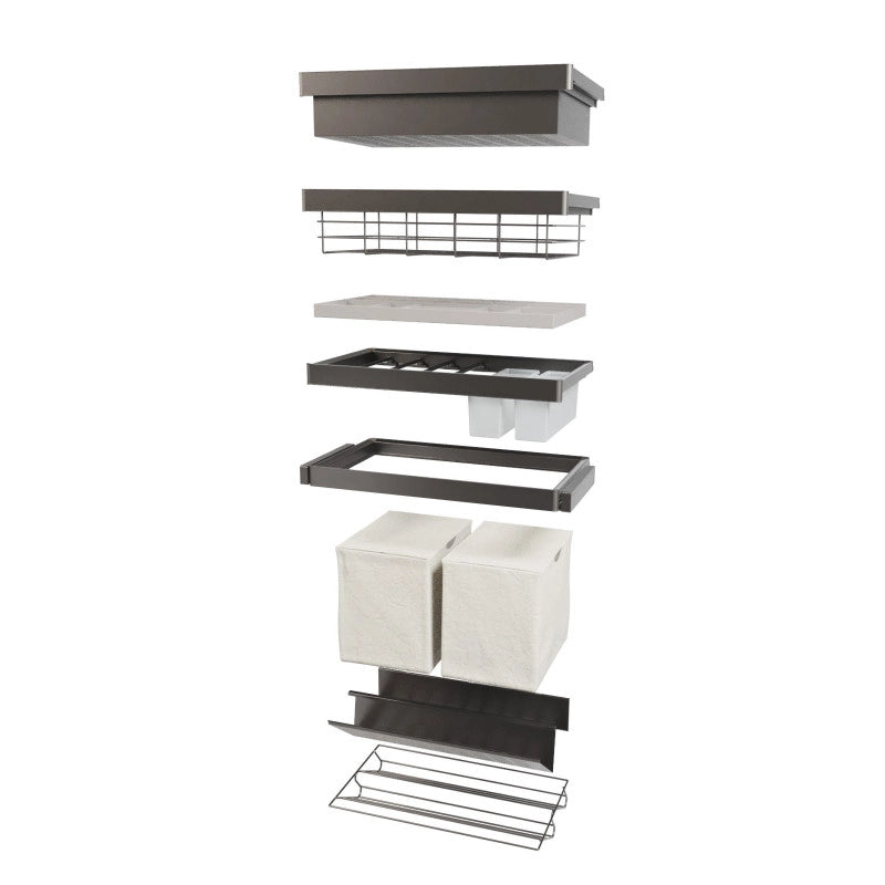 Telaio con guide a estrazione totale e chiusura morbida per accessori per armadi Quartz, 762-788mm, Alluminio e plastica