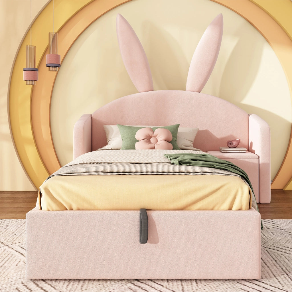 Letto contenitore 180 ¡Á 200 cm con vano idraulico LED USB e Type-C in lino grigio con testiera imbottita