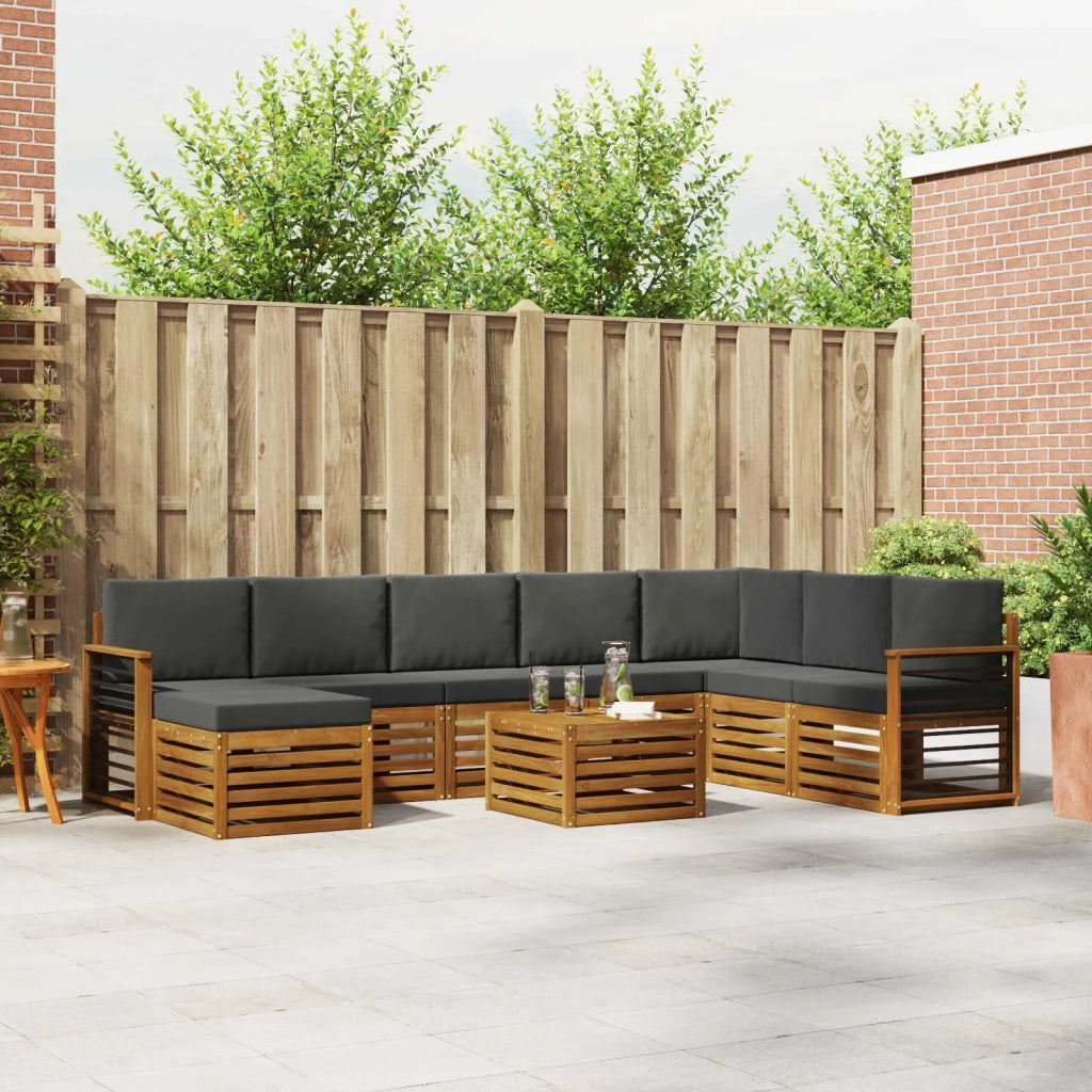 Set divano sezionale con cuscino 9 pcs Naturale e Antracite 3375342