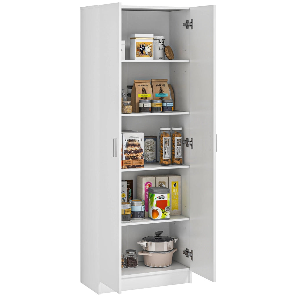 Cassettiera Moderna con 5 Ripiani Regolabili ¨C Minimal ¨C Legno, 60x31.5x165 cm, Bianco