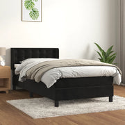 Giroletto a Molle con Materasso-Struttura Letto Nero 90x200 cm in Velluto 730561