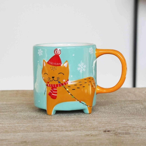 Tazza Invernale con Gatto - Perfetta per Bevande Calde