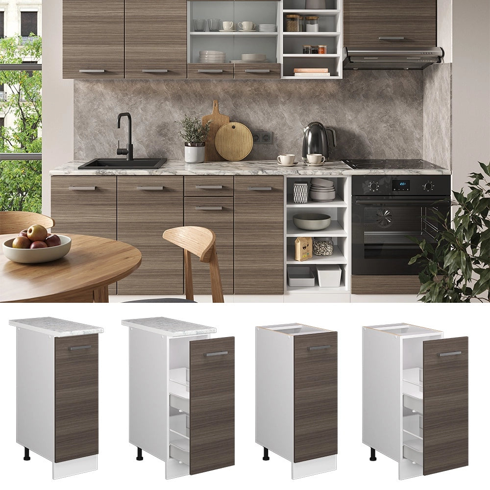 Armadio cucina dispensa alto R-Line Grigio nobile/Bianco 30 cm senza piano di lavoro Vicco