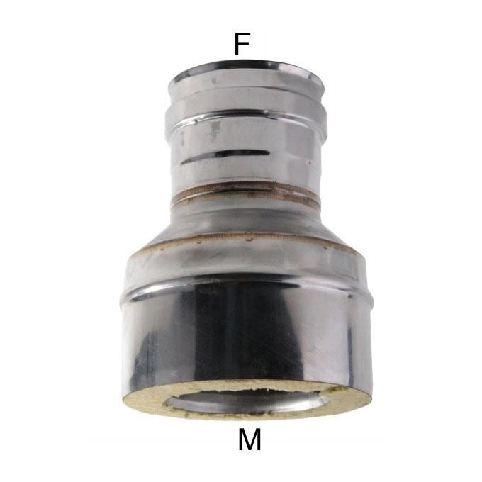 MARAL MP12F-DP13-18 Adattatore Inox Doppia Parete Parete Interna AISI 316L-V2 Parete Esterna AISI 304 Isolamento in Lana di Roccia 25 mm colore Acciaio