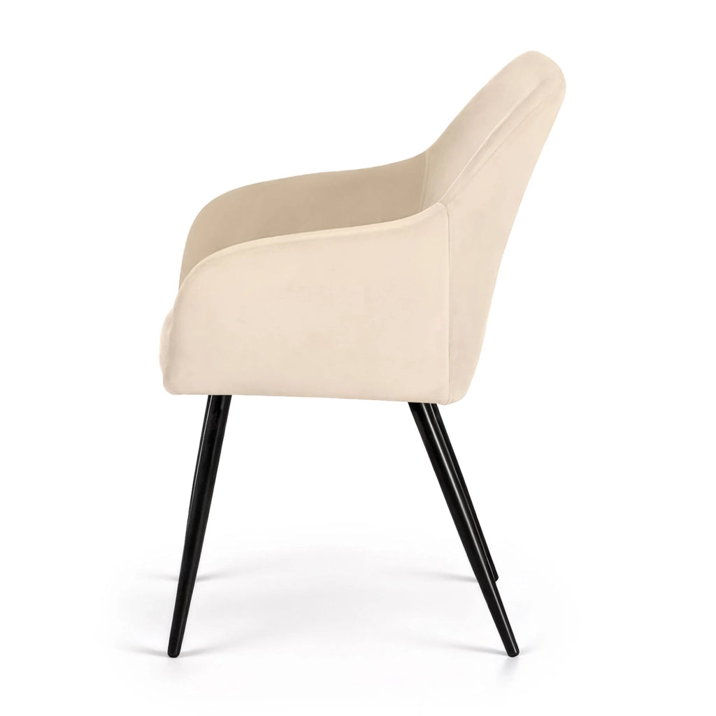 Set di 2 Sedie in velluto liscio ESTELLE Beige gambe nere