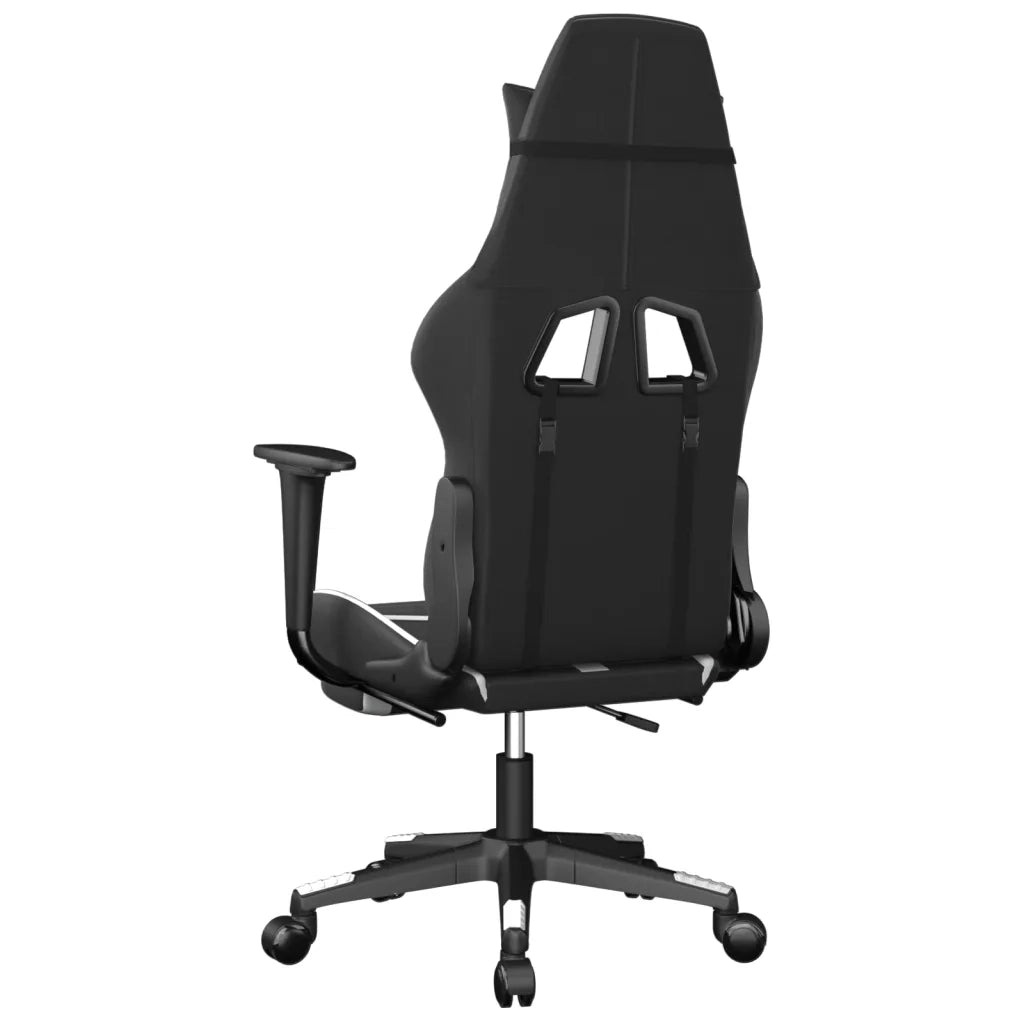 Sedia da Gaming | Sedia da e-sports con Poggiapiedi Nero e Bianco in Similpelle