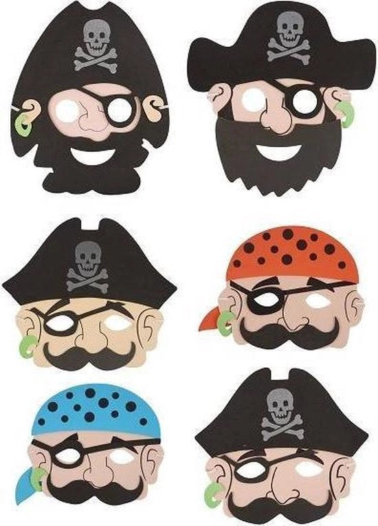 24 pezzi - Mix di maschere da pirata in schiuma - Trattamento - Cadeau per bambini - Mix di tipi di maschere da pirata - Festa dei pirati - Ragazzi