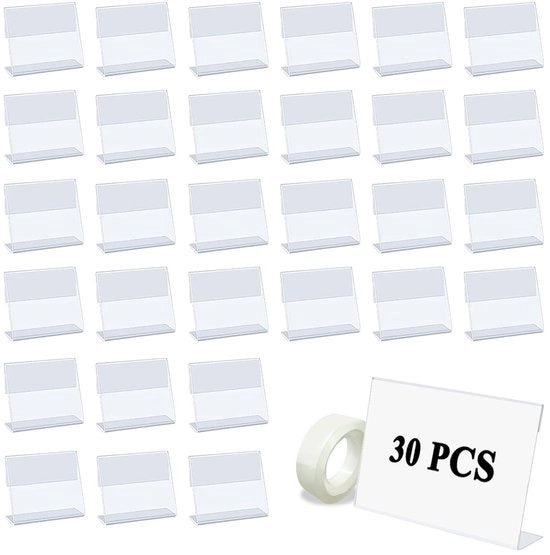 Supporto per etichetta prezzi trasparente 30 pezzi - 7,5x6x2,8cm - Display per etichette prezzi