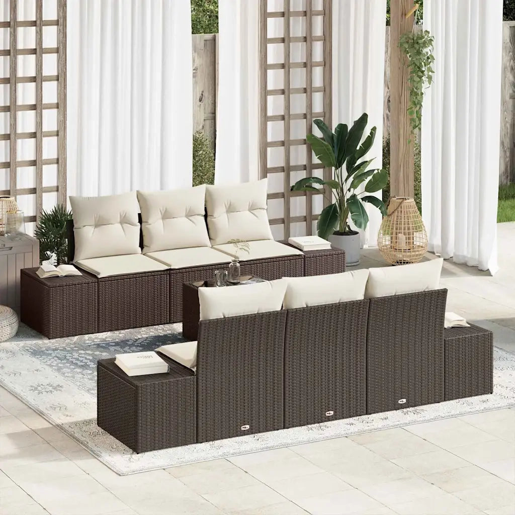 Set Divano da Giardino con cuscino 7 pcs Marrone polyrattan 3346948