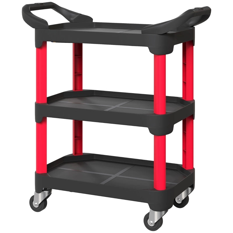 Carrello porta utensili a 3 ripiani con maniglia e ruote, nero, 81 x 43 x 96 cm, portata max 68 kg